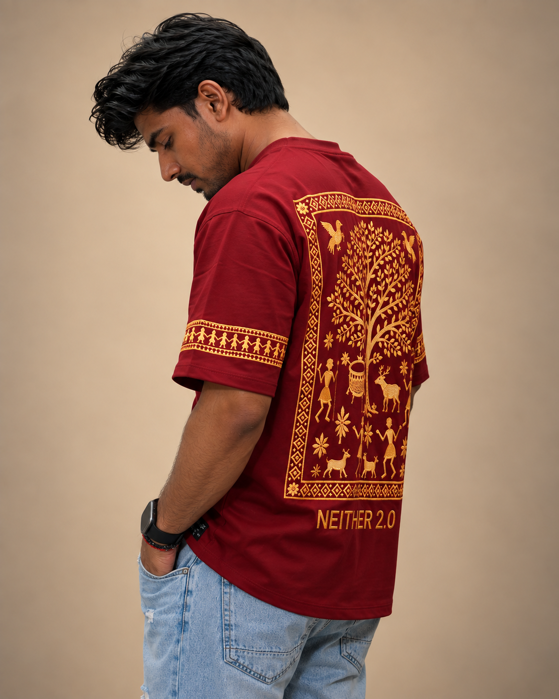 "NEITHER 2.0" Warli Tribal Art Tee