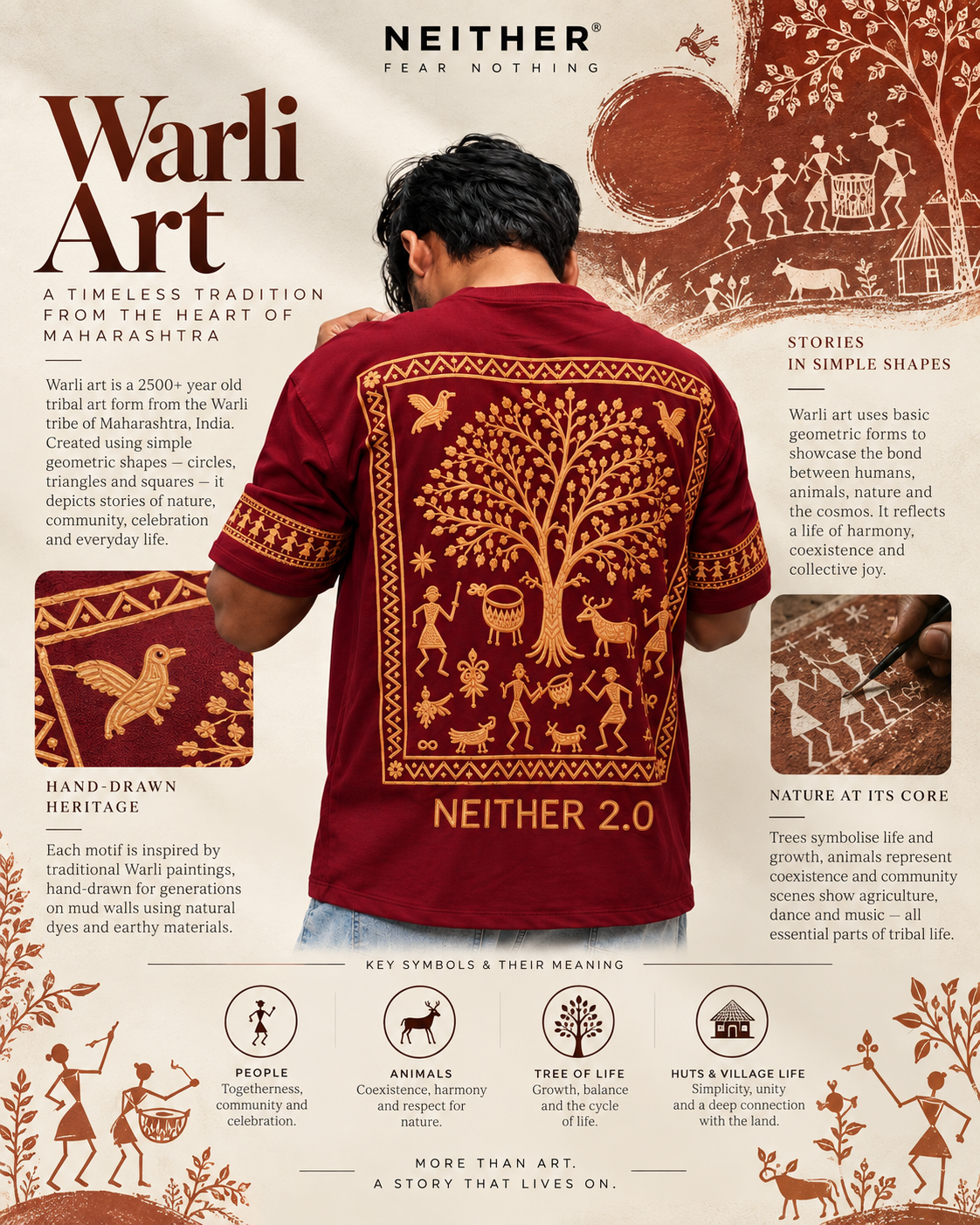 "NEITHER 2.0" Warli Tribal Art Tee