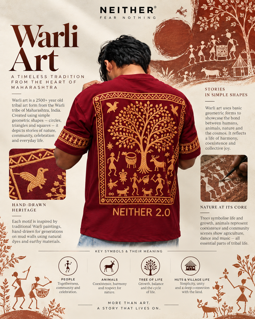 "NEITHER 2.0" Warli Tribal Art Tee