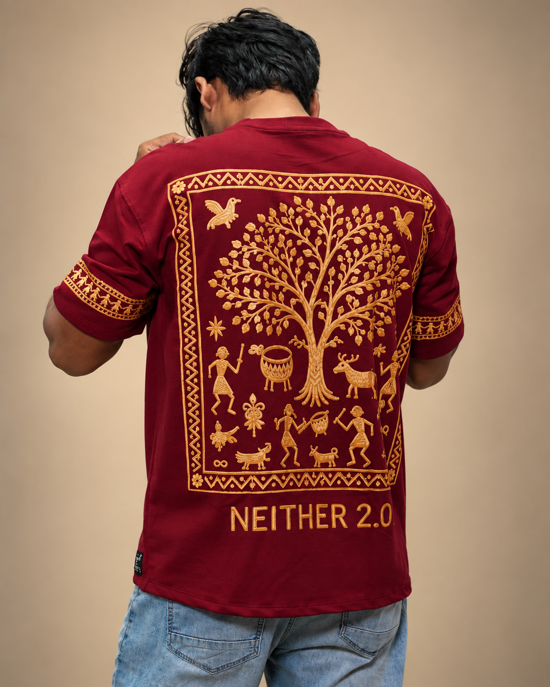 "NEITHER 2.0" Warli Tribal Art Tee