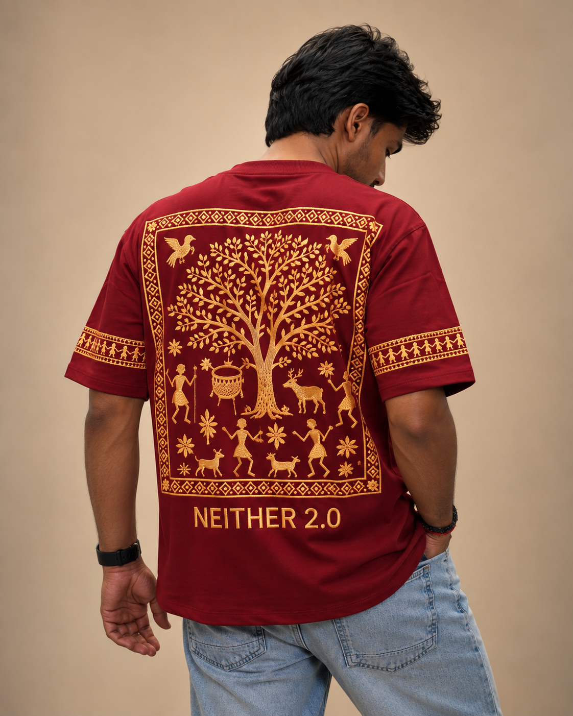 "NEITHER 2.0" Warli Tribal Art Tee