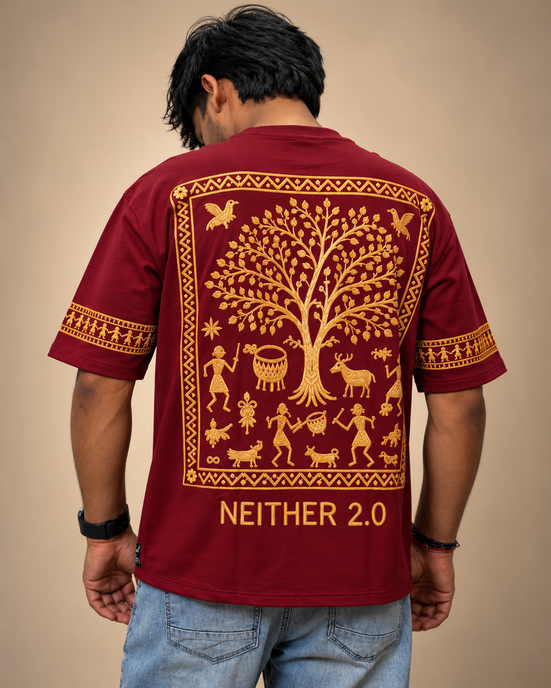 "NEITHER 2.0" Warli Tribal Art Tee